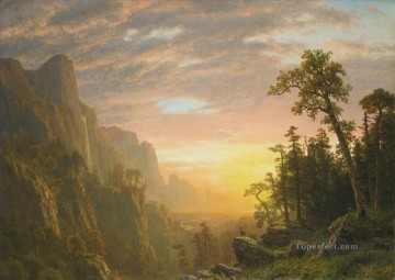 Albert Bierstadt Painting - YOSEMITE VALLEY Albert Bierstadt landscape mountain deer